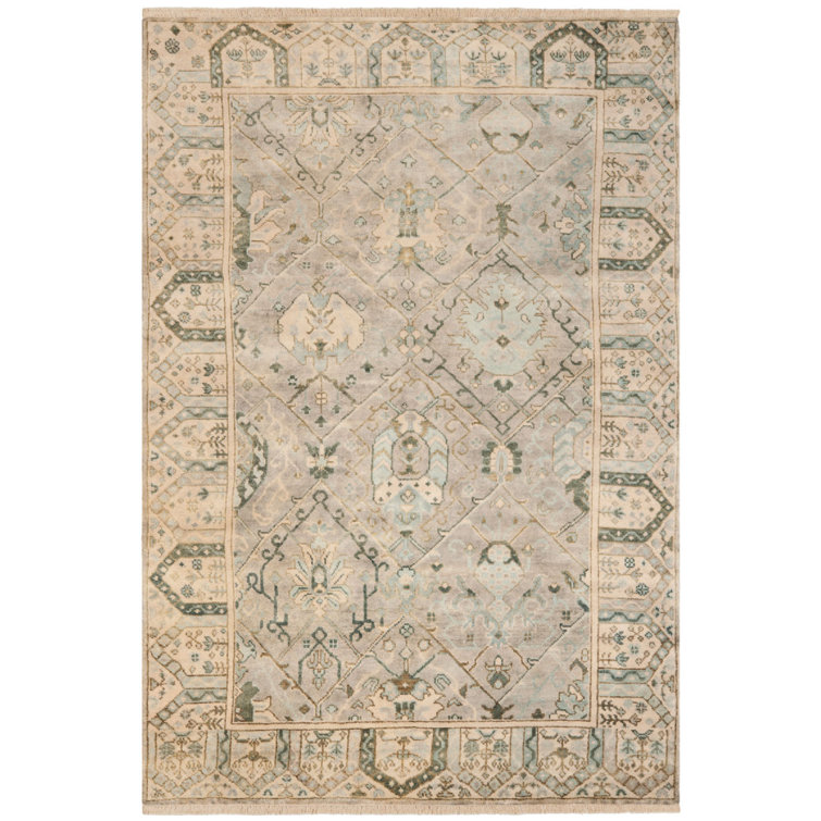 Ivory Hand-Knotted Wool 6' x 9' Area Rug