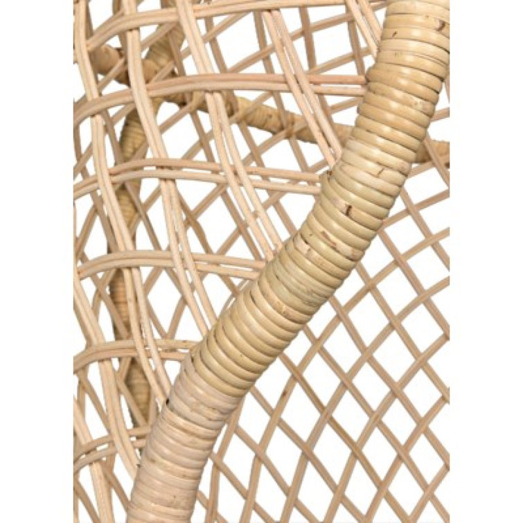 Handcrafted Beige Birch Wood and Rattan Dome Chair