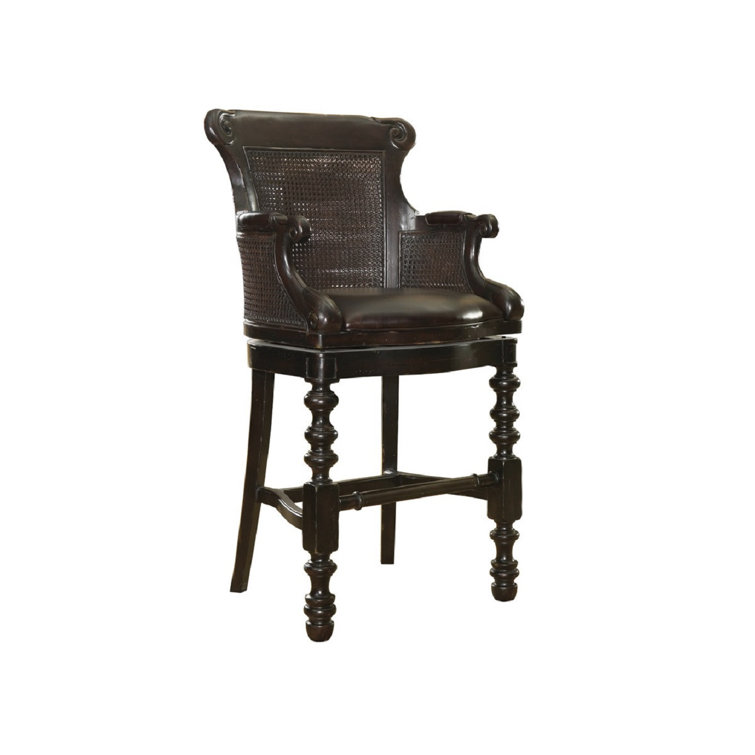 Kingstown Dunkirk 24.75" Black Leather Swivel Counter Stool