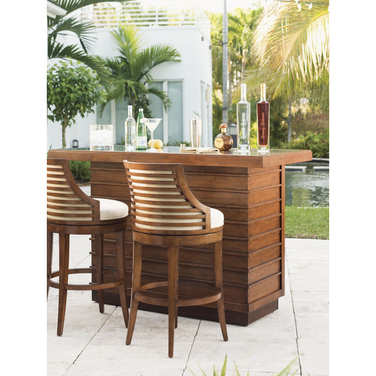 Transitional Woven Cream Leather Swivel Counter Stool