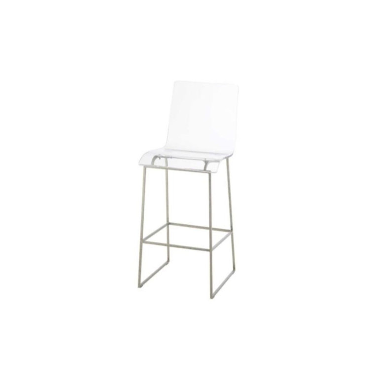 Gabby King 30" Antique Silver Acrylic and Metal Bar Stool