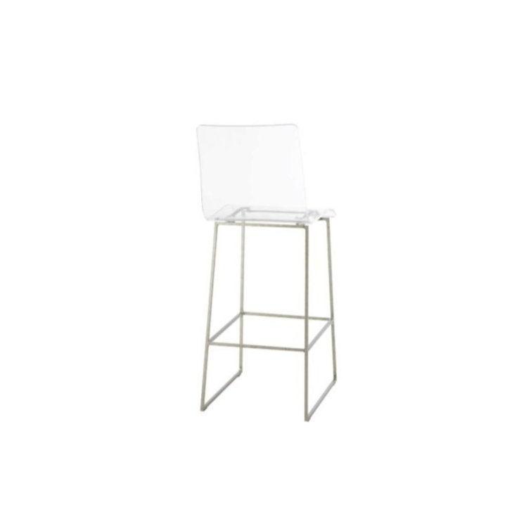 Gabby King 30" Antique Silver Acrylic and Metal Bar Stool