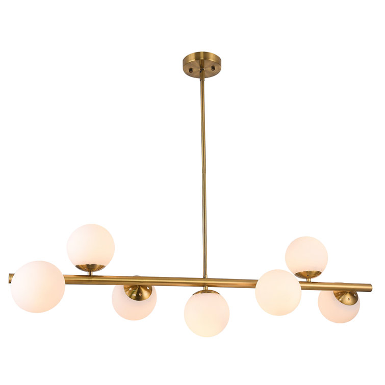 Antique Brass 6-Light Chandelier with Frosted Shades