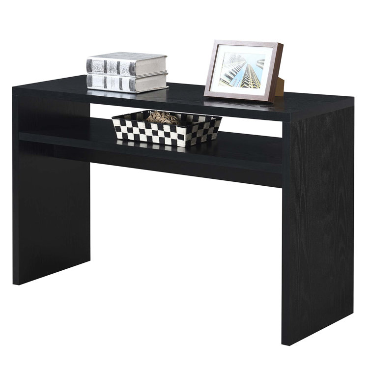 Northfield Deluxe 48" Black Wood and Glass Console Table with Storage