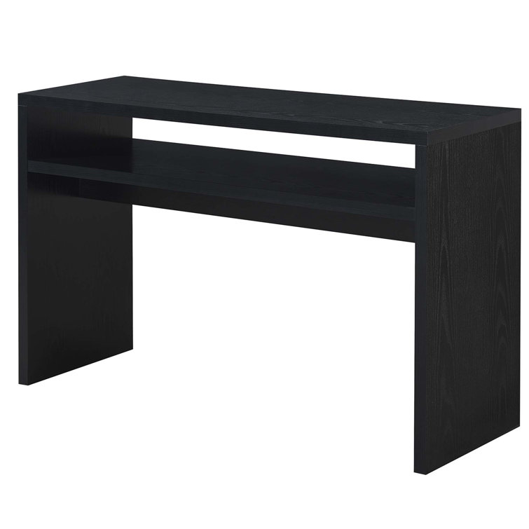 Northfield Deluxe 48" Black Wood and Glass Console Table with Storage