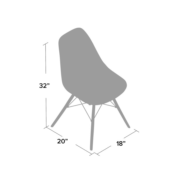 Red Plastic Bucket Seat Side Chair with Walnut Legs, Set of 2