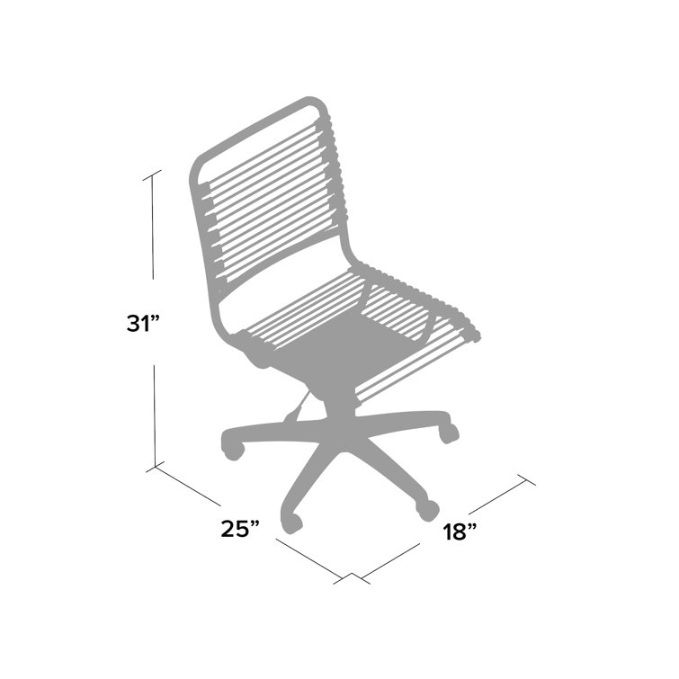 Black Aluminum Swivel Armless Bungee Office Chair