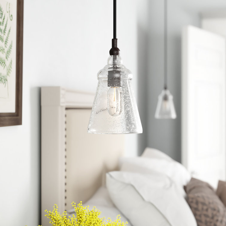 Dark Weathered Iron Mini Pendant with Clear Seeded Glass Shade
