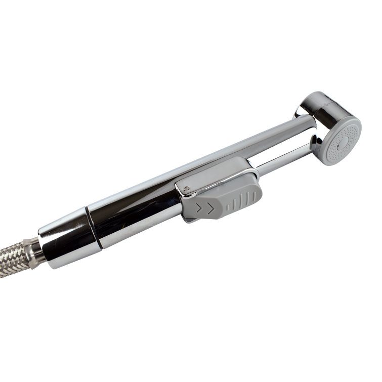 Chrome Handheld Bidet with Single Faucet Handle