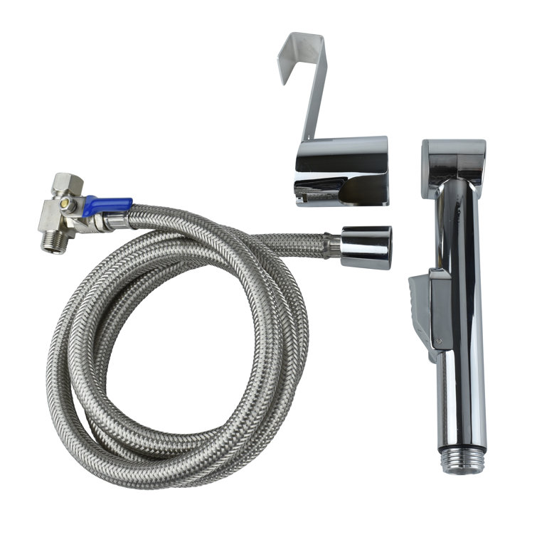Chrome Handheld Bidet with Single Faucet Handle