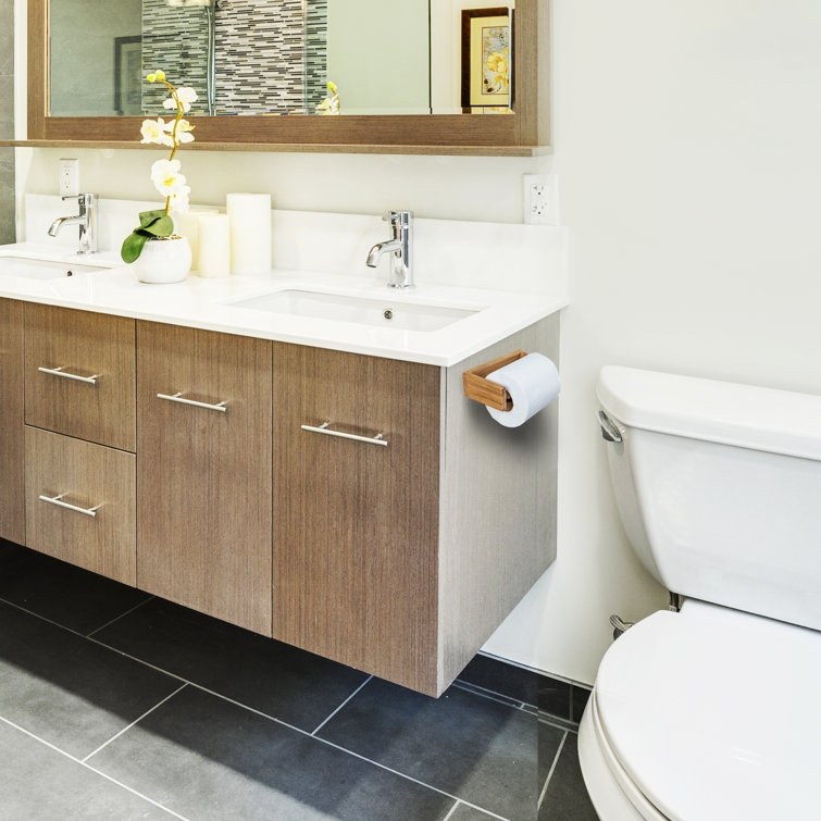 Solid Teak Wall Mounted Toilet Paper Holder