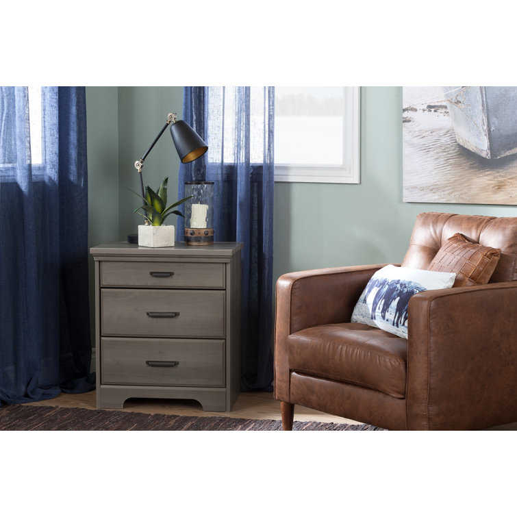 Gray Maple 2-Drawer Nightstand with Charging Station