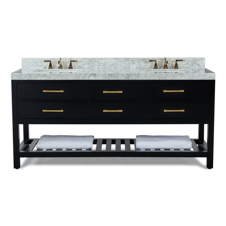 Elizabeth 72" Black Onyx Double Freestanding Bath Vanity Set