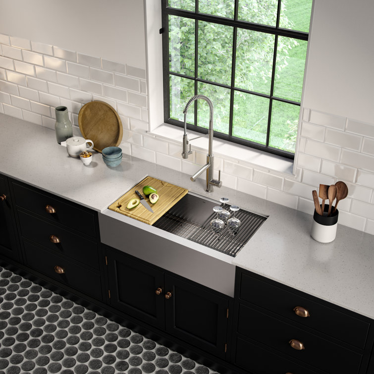 36-Inch Stainless Steel Farmhouse Single Bowl Kitchen Sink with Accessories