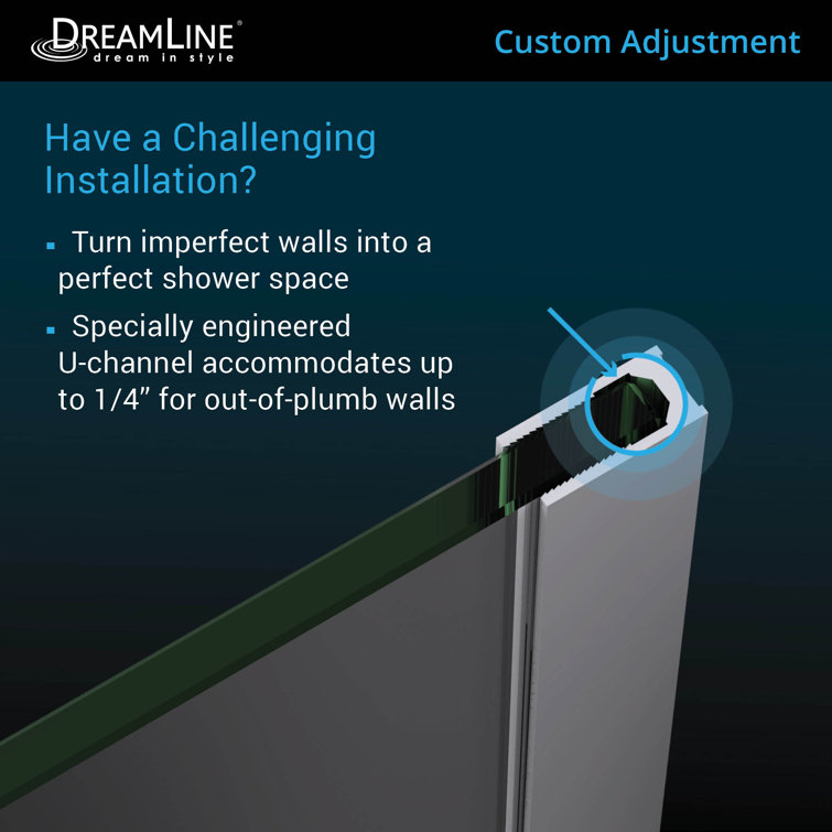 Neo-Angle Frameless Clear Glass Hinged Shower Enclosure with Black Hardware