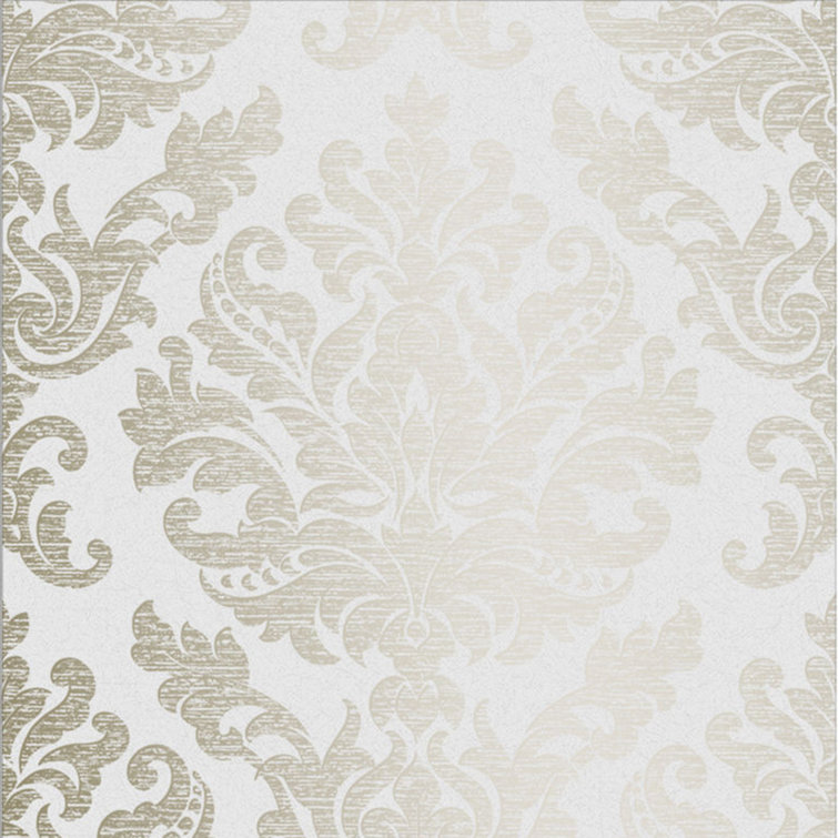 Vieux Cream and Pale Gold Damask Removable Wallpaper Roll
