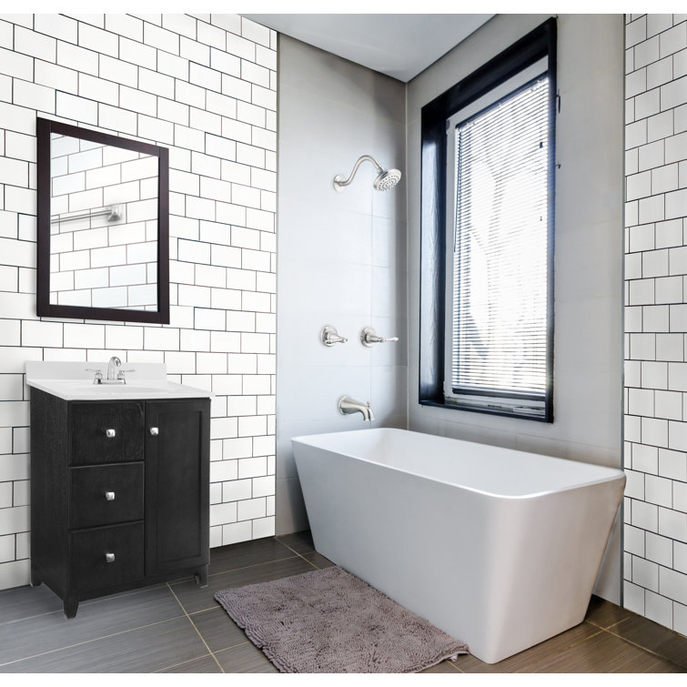 White Cultured Marble Single Vanity Top with Backsplash