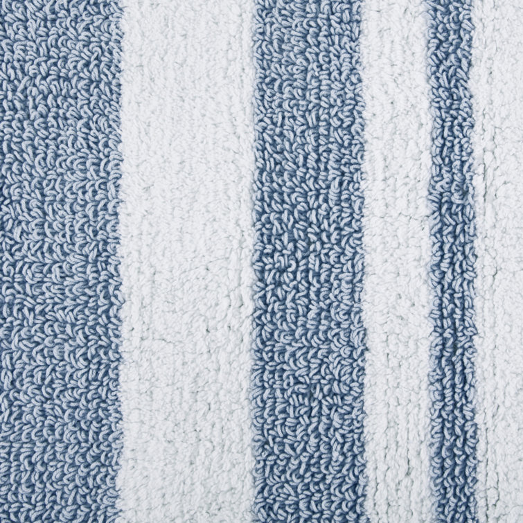 Blue and White Cotton Reversible Bath Rug