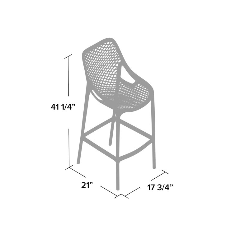Tropical Green Plastic Outdoor Bar Stools with Footrest - Set of 2