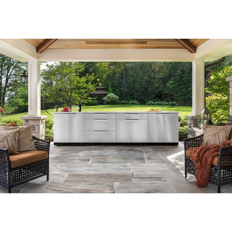 Stainless Steel Modular Outdoor Kitchen Cabinet Set, 96" Wide