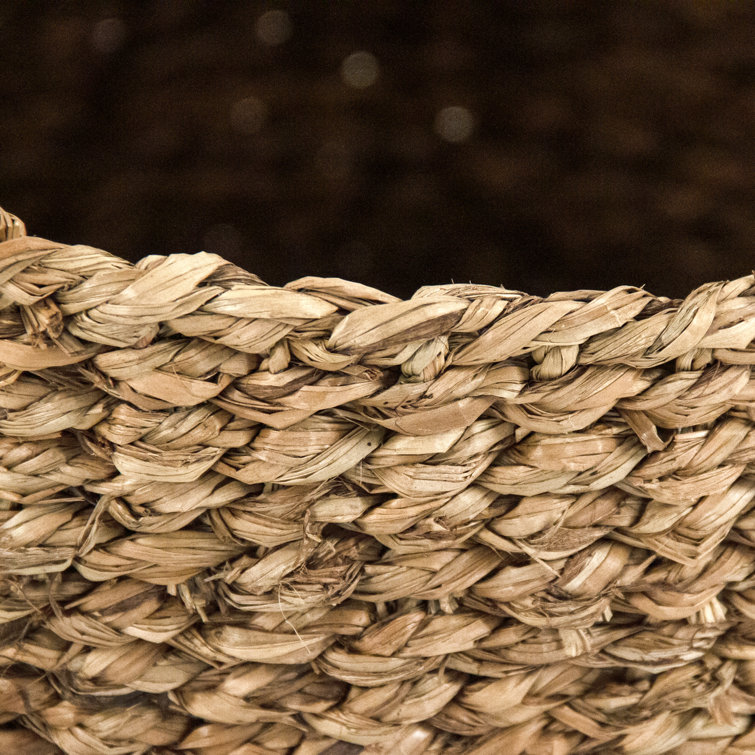 Medium Brown Round Handwoven Seagrass Storage Basket