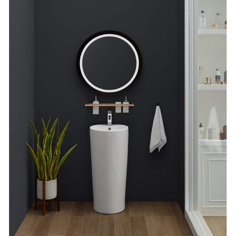 Glossy White Monaco 33.5" Ceramic Pedestal Bathroom Sink