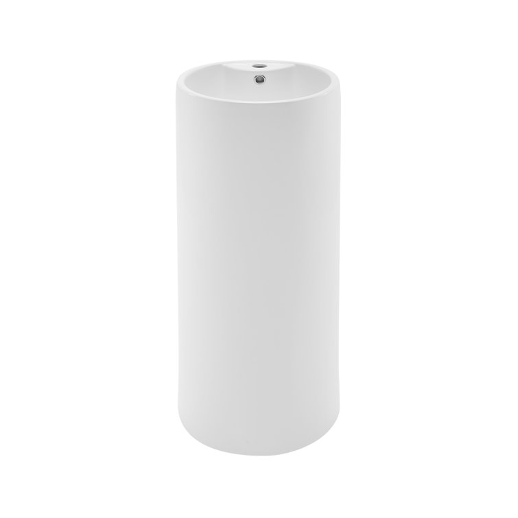 Glossy White Monaco 33.5" Ceramic Pedestal Bathroom Sink
