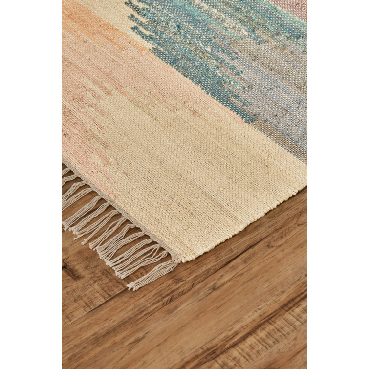 Miska Modern Bohemian Blue Geometric Wool Area Rug 2'x3'