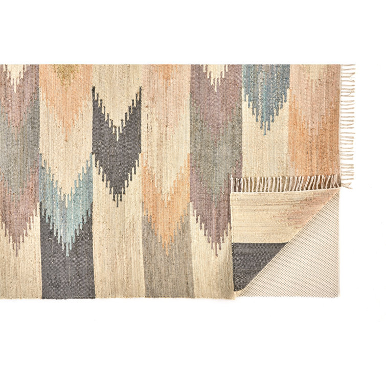 Miska Modern Bohemian Blue Geometric Wool Area Rug 2'x3'