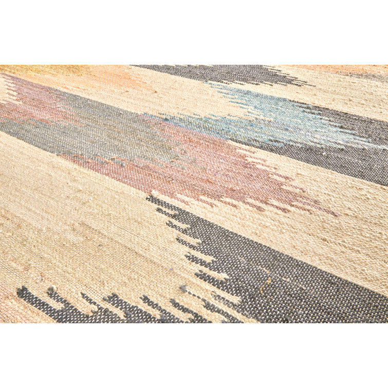 Miska Modern Bohemian Blue Geometric Wool Area Rug 2'x3'
