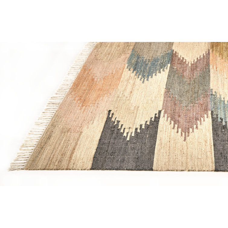 Miska Modern Bohemian Blue Geometric Wool Area Rug 2'x3'