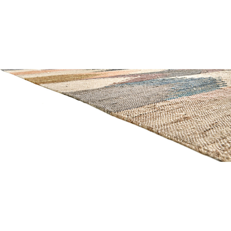Miska Modern Bohemian Blue Geometric Wool Area Rug 2'x3'