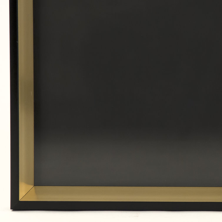 Gold Deer Silhouette Graphic Art in Black Wood Frame