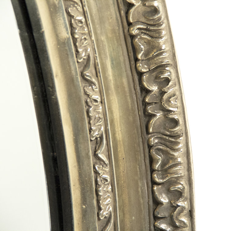Antique Gold Round Beveled Wall Mirror with Ornate Details