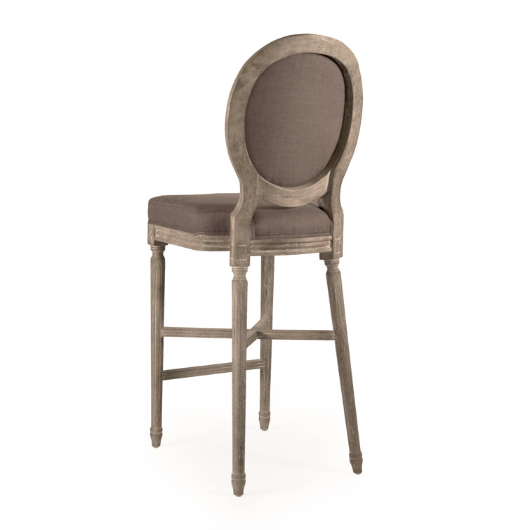 Aubergine Linen Upholstered Counter Stool with Wood Frame