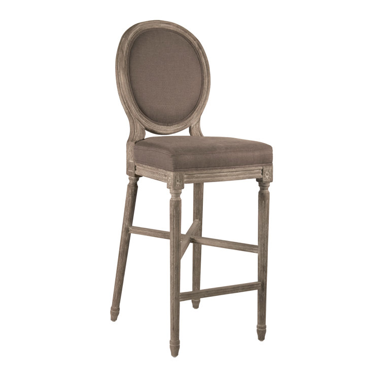 Aubergine Linen Upholstered Counter Stool with Wood Frame