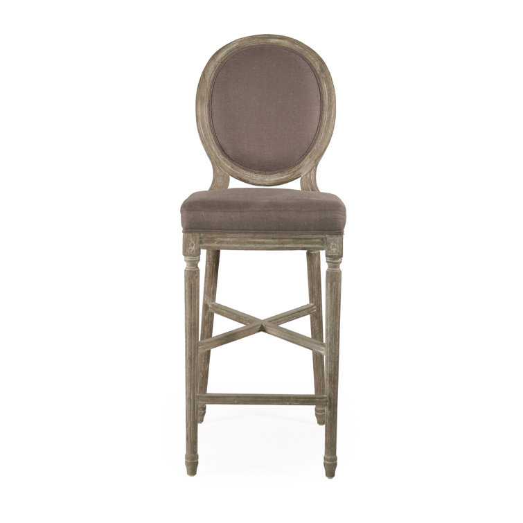 Aubergine Linen Upholstered Counter Stool with Wood Frame