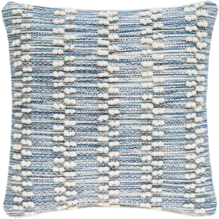 Blue and White Textured Outdoor Square Pillow