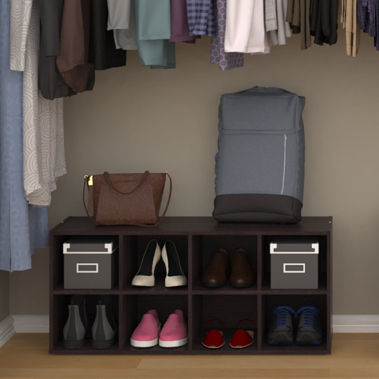 Espresso Stackable 8-Cubby Shoe Storage Organizer