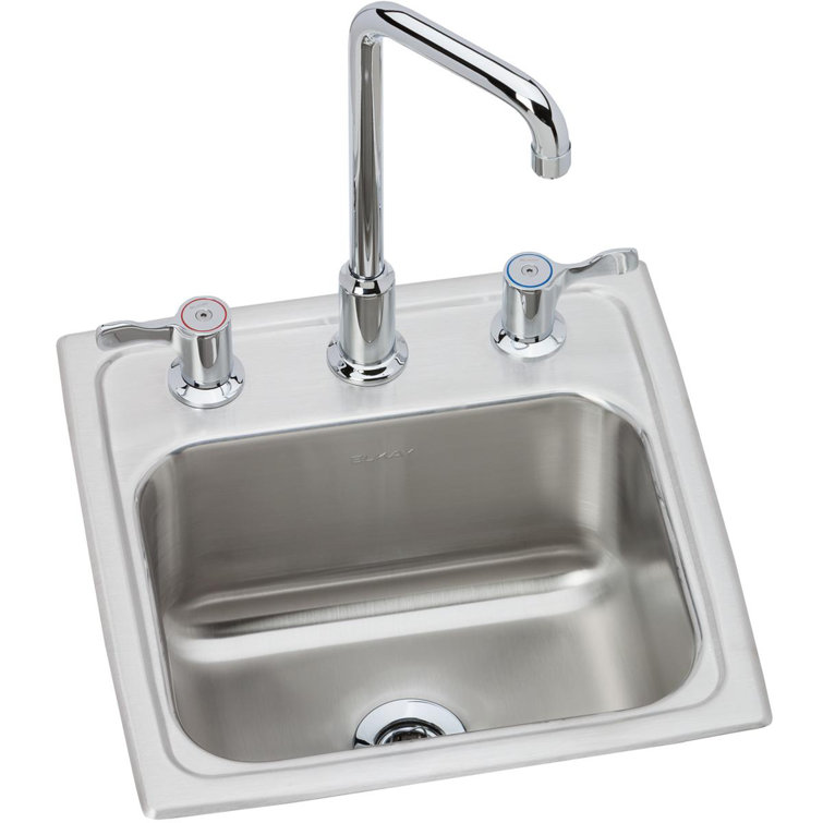 Lustertone 15" Stainless Steel Drop-In Kitchen Sink with Faucet
