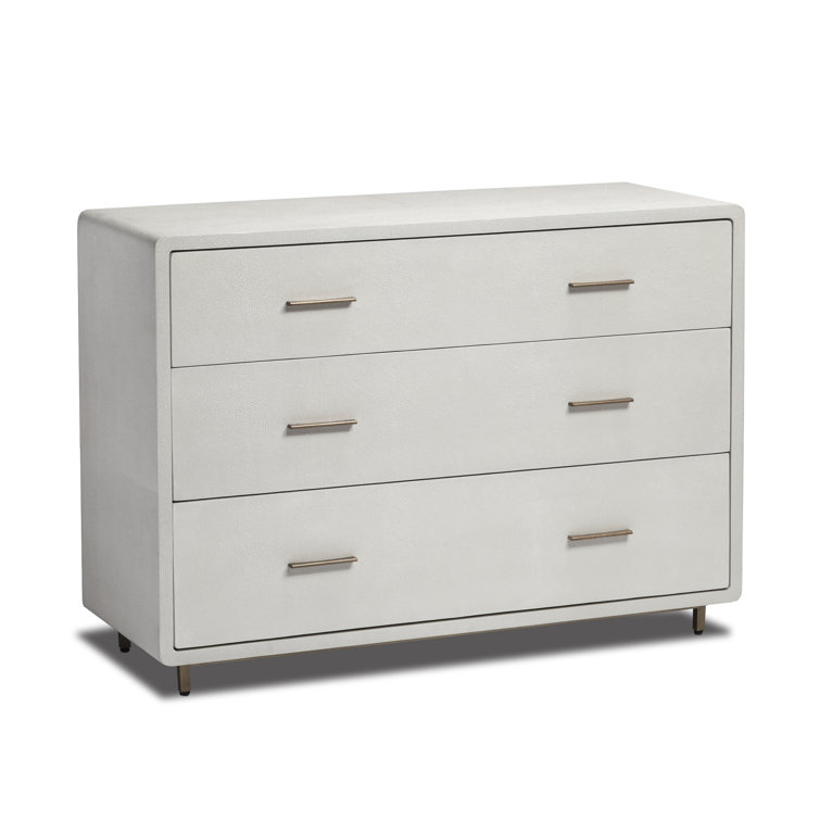 Bone Sharkskin 3-Drawer Mid-Century Modern Dresser