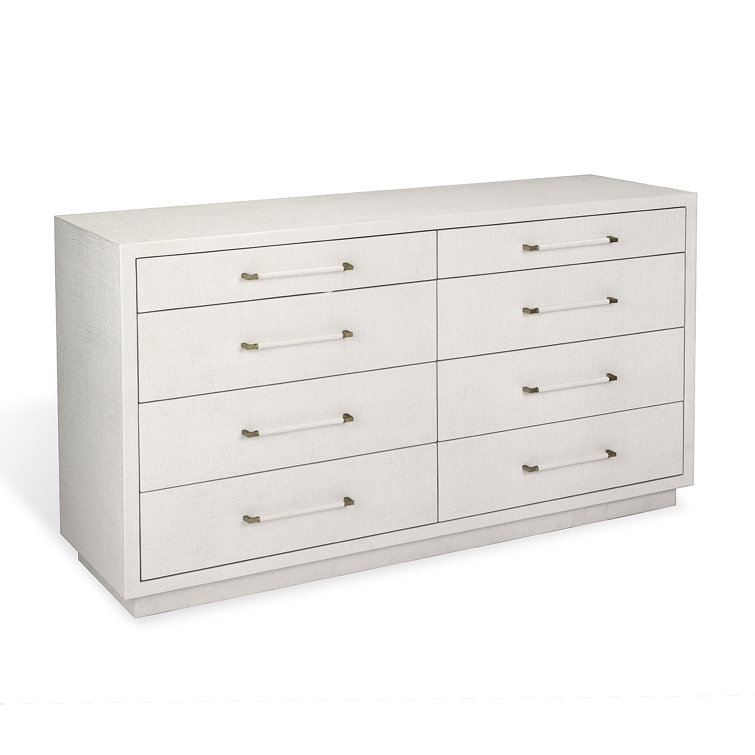 White Mid-Century 8-Drawer Double Dresser