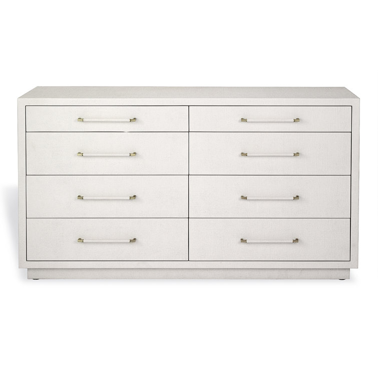 White Mid-Century 8-Drawer Double Dresser