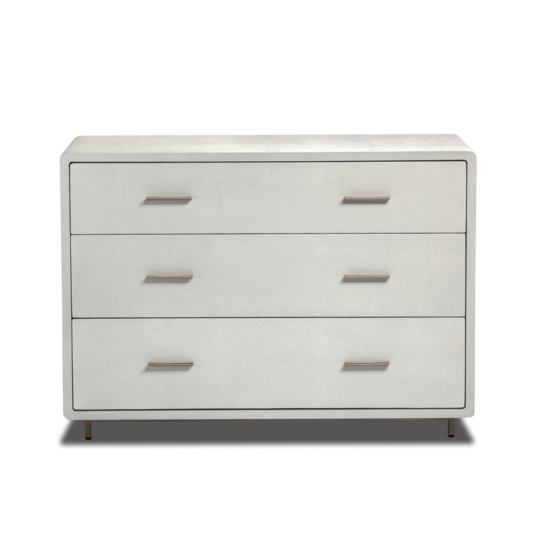 Bone Sharkskin 3-Drawer Mid-Century Modern Dresser