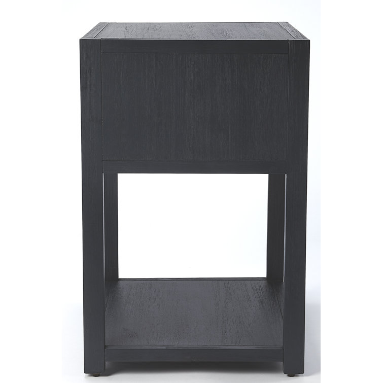 Lark Navy Blue Rectangular End Table with Gold Metallic Hardware