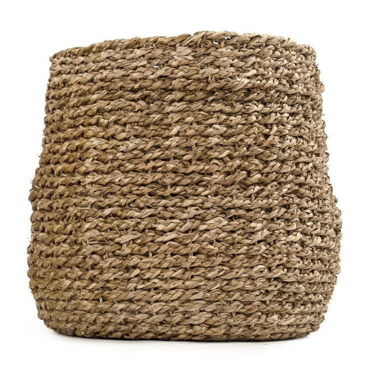 Medium Brown Round Handwoven Seagrass Storage Basket