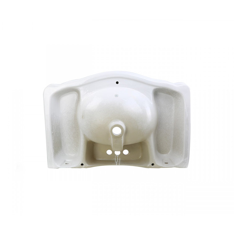 White Ceramic Traditional Pedestal Bathroom Console Sink