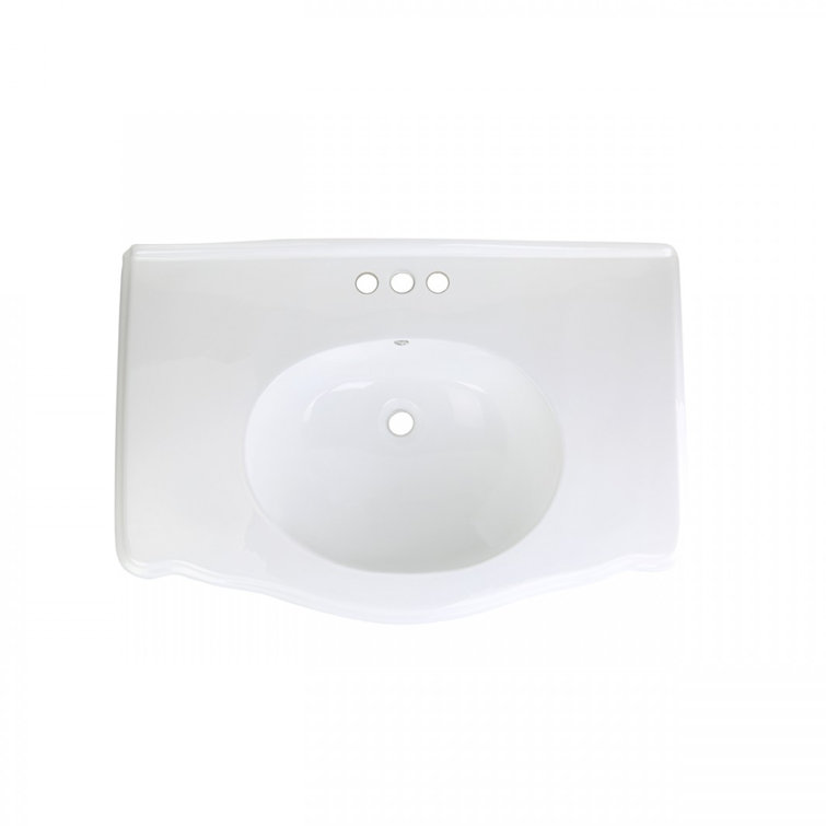 White Ceramic Traditional Pedestal Bathroom Console Sink