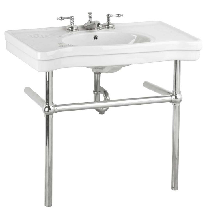 Belle Epoque White Ceramic Console Sink with Chrome Legs