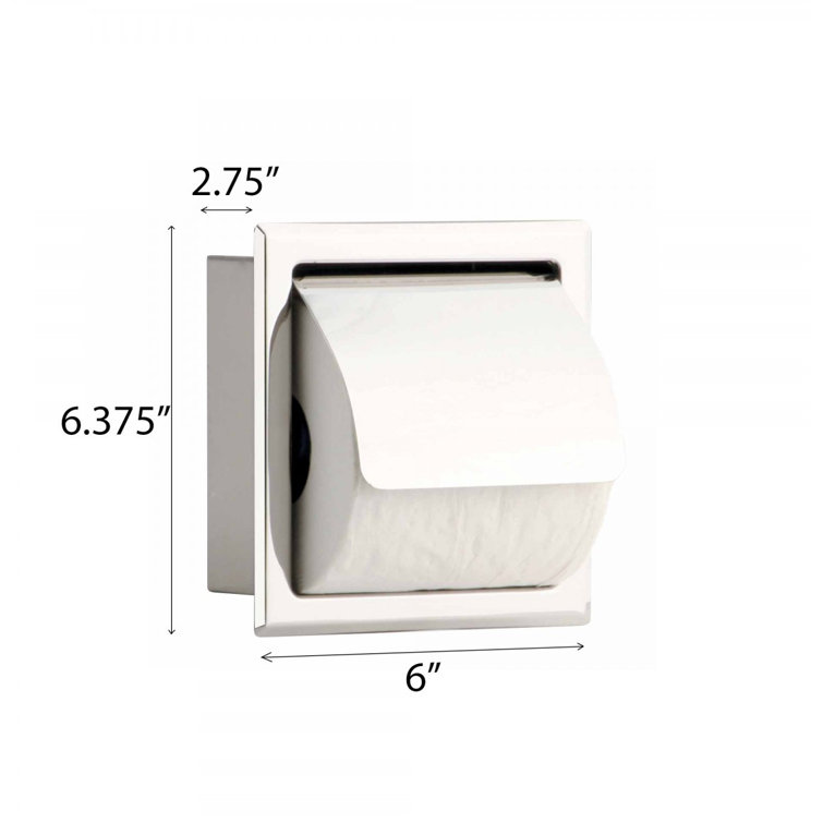 Chrome Recessed Stainless Steel Toilet Paper Holder with Lid, Pack of 2